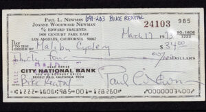 Authenticated Signed Check by Paul Newman