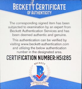 Tom Cruise - Beckett Authentication Certificate