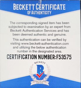 Beckett Certificate Tom Cruise